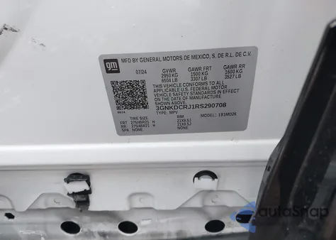 2024 Chevrolet Blazer Ev Eawd Rs z USA, uszkodzony, nr VIN 3GNKDCRJ1RS290708